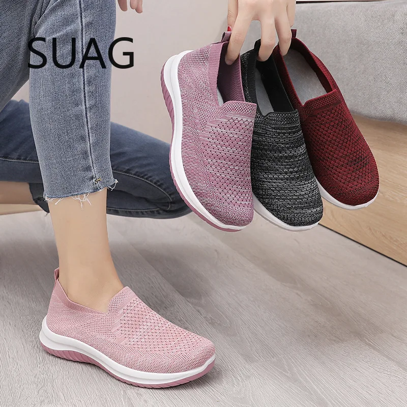 

Women Flat Slip on White Shoes Woman Lightweight Black Sneakers Summer Autumn Casual Chaussures Femme Basket Flats Shoes