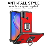 magnetic metal ring stand holder armor shockproof case for tecno spark 6 go soft tpu frame aluminum alloy protective back cover