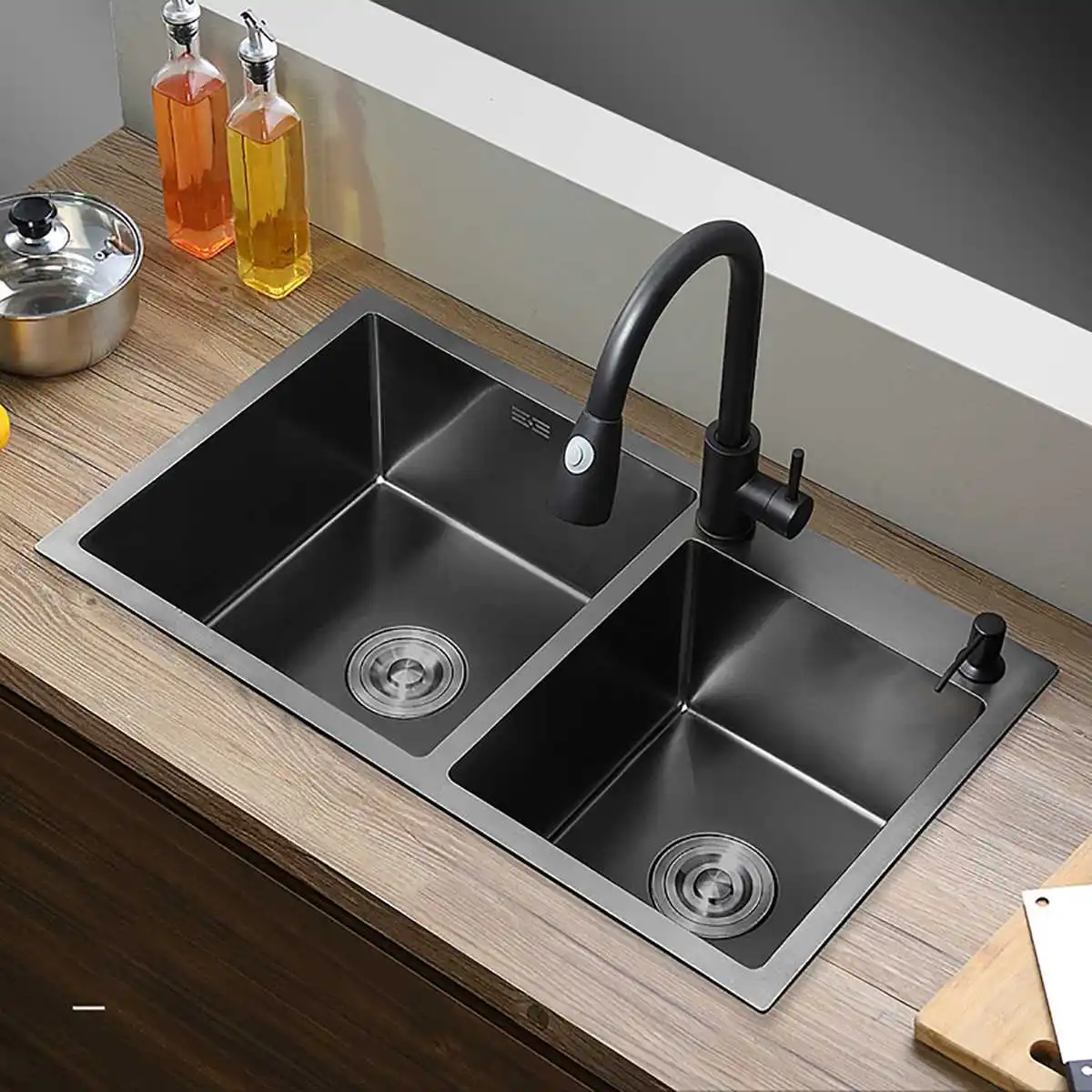 

720x400x220mm Нержавеющая сталь Dual-чаша Кухня раковина дома противоречивый кран для сливная корзина для мытья посуды бак Кухонный инвентарь 3 мм