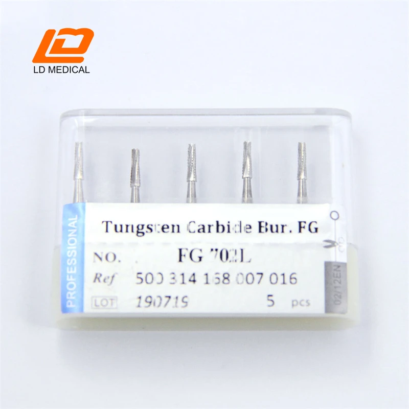 Dental Tungsten Carbide Burs FG 702L（171 016)  High Speed FG Taper Cross Cut Prepare Cavities CE ISO Certified dental tungsten carbide burs fg 1559（137 014 high speed fg round cyl cross cut cutting of crown ce iso certified