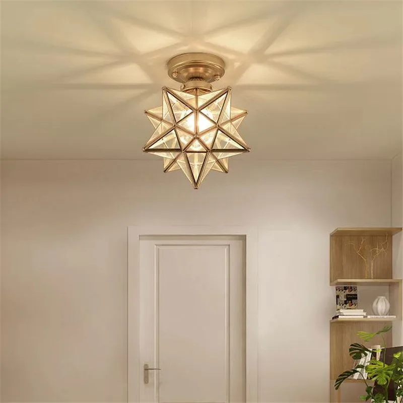 

Nordic Pentagram Corridor Aisle light Modern Golden Entrance Balcony Cloakroom Star Ceiling Lights Dining Room Kitchen Lamp Deco