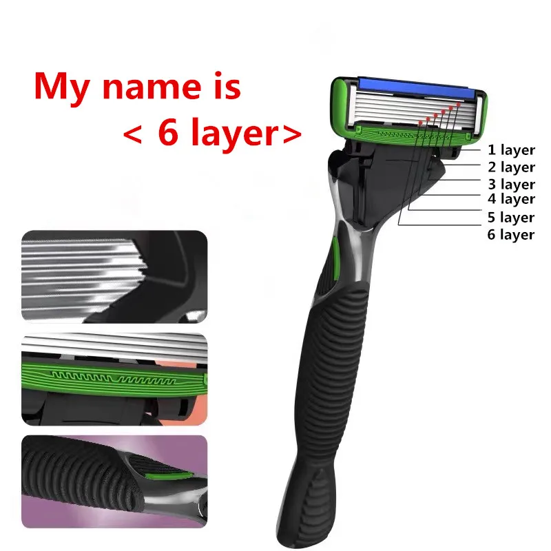 Мужская бритва с 6 сменными лезвиями из нержавеющей стали | Красота и здоровье