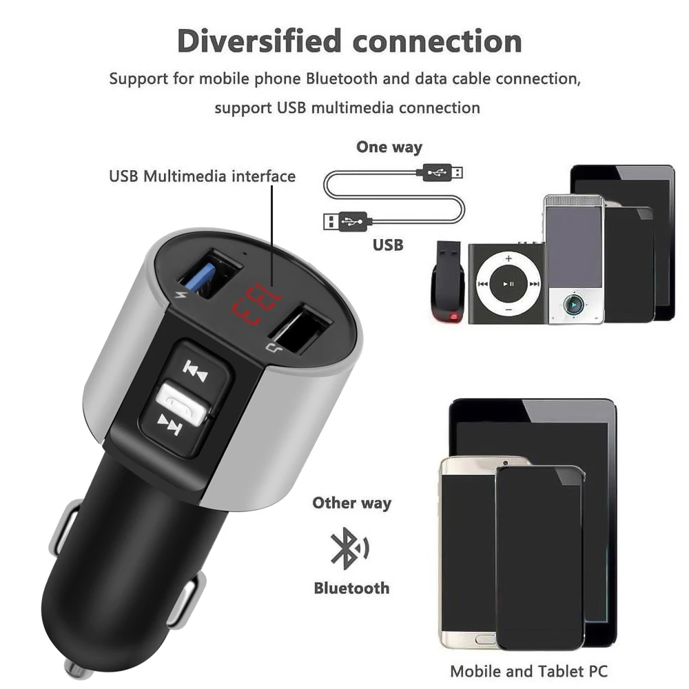 Автомобильный комплект громкой связи Bluetooth 5 0 FM-передатчик двойной USB