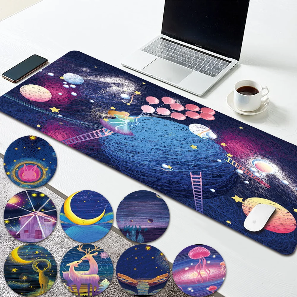 

Non-slip Large Gaming Mouse Pad Computer Mousepad Oil Painting Series Waterproof Mouse Pad Desktop PC Keyboard Pad Mouse Pads