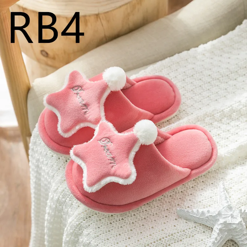 

Fashion INS wind lovers cotton slippers female autumn winter home with anti-skid warm plush cotton shoes RB