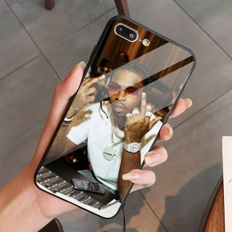 

Pop Smoke Rapper drawing Phone Case Tempered glass For iphone 5C 6 6S 7 8 plus X XS XR 11 PRO MAX