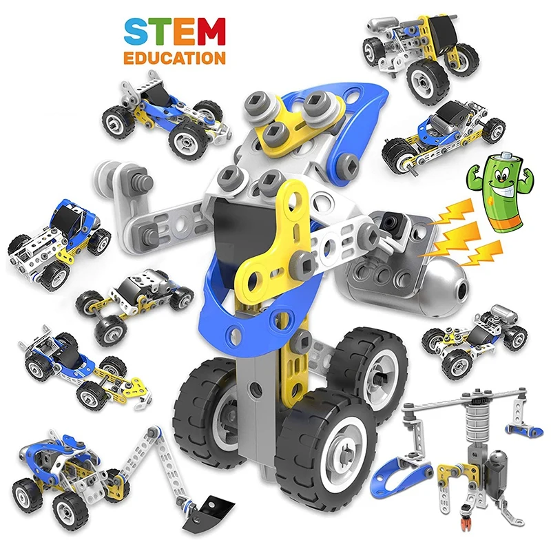 

STEM Building Toys 10-In-1 Motor Powered 113 PCS DIY Stem Vehicle Construction Engineering Toy Set for Kids 5-10+ Year