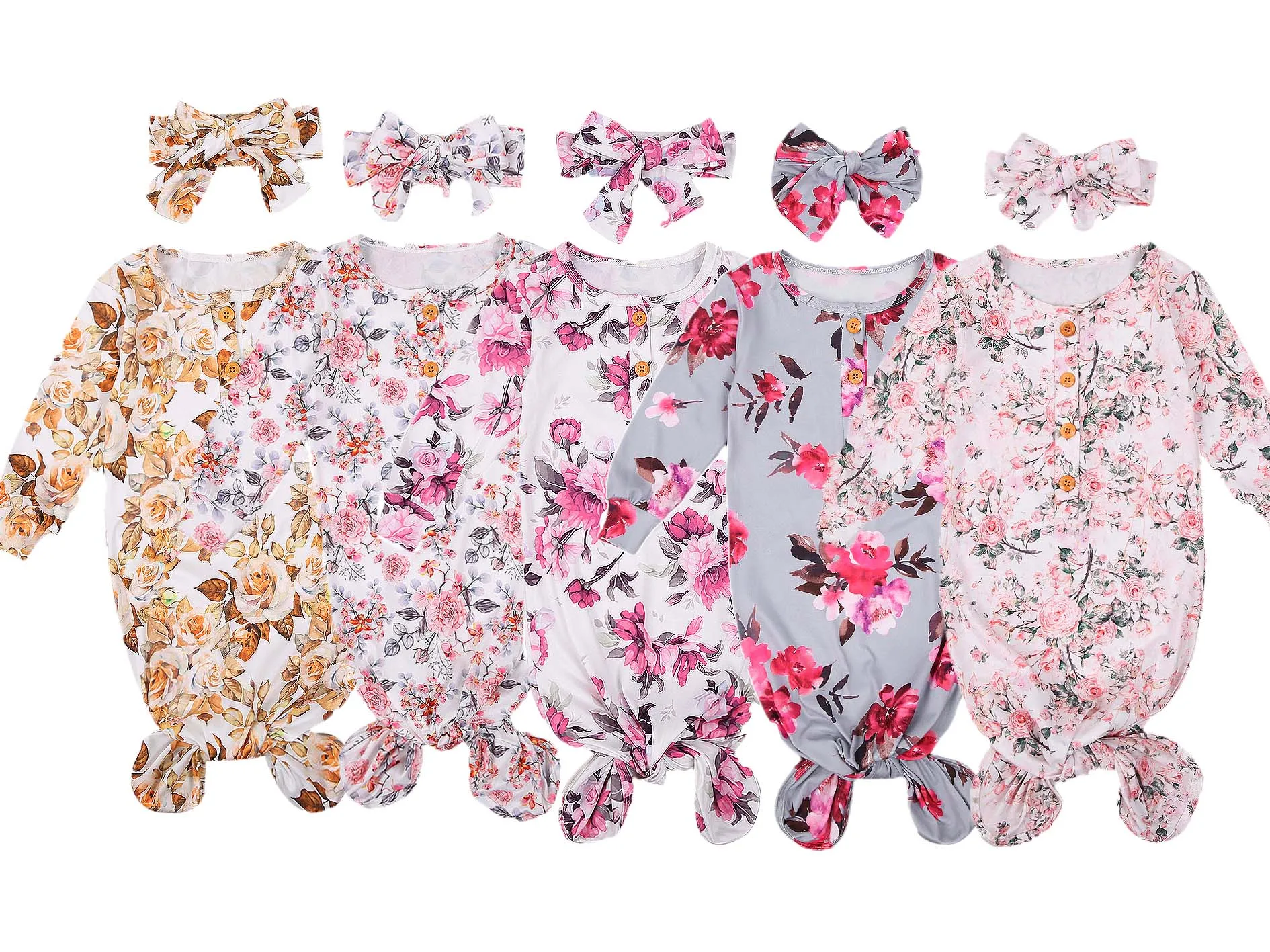 

Ночная рубашка с длинным рукавом и цветочным принтом