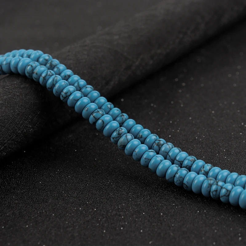 

About 80pcs 8*5mm Blue Black Thread Turquoise Abacus Beads Round Beads For Jewelry Making DIY Bracelet Necklace 15"