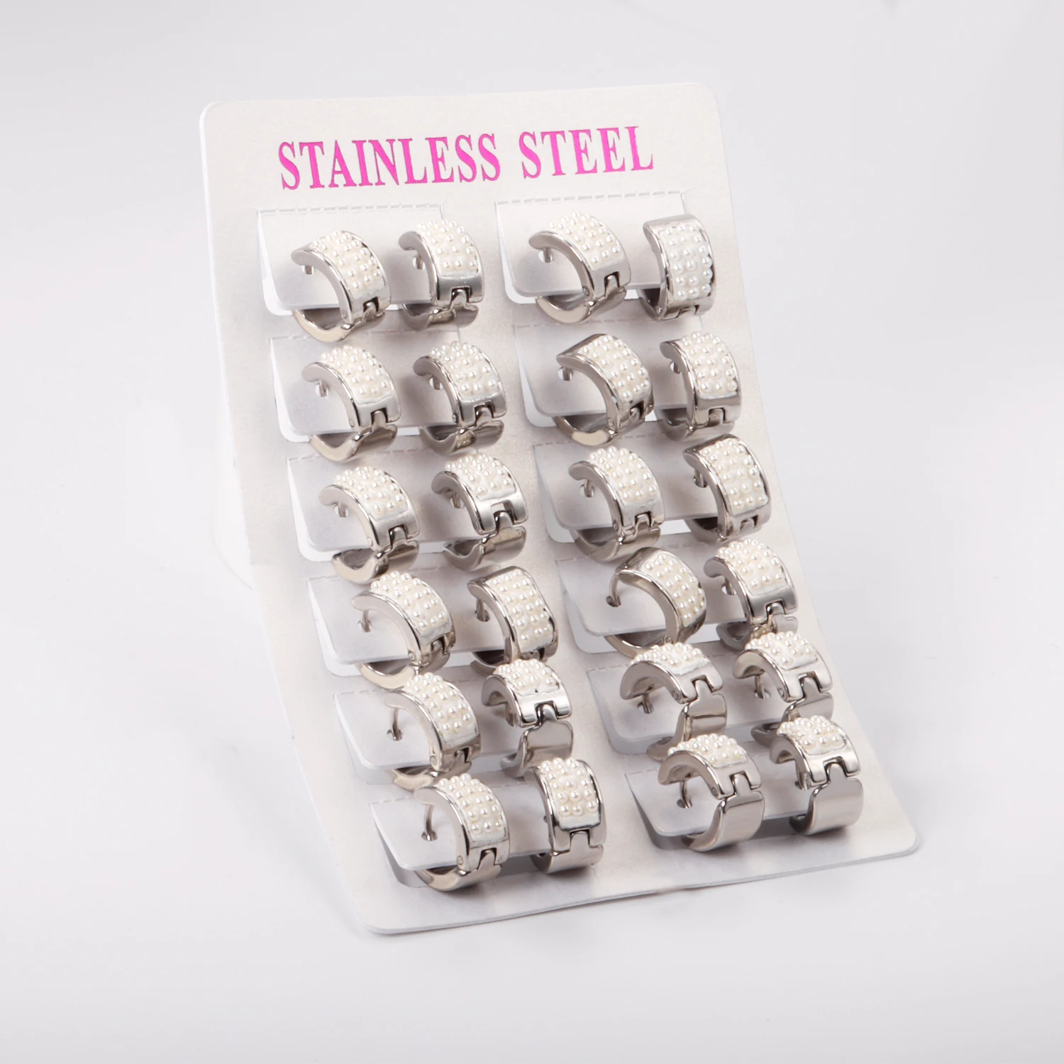 

12 Pairs 316L Stainless Steel White Earrings Set Silver Color Women/Men Punk Ear Stud for Party Jewelry Accessories