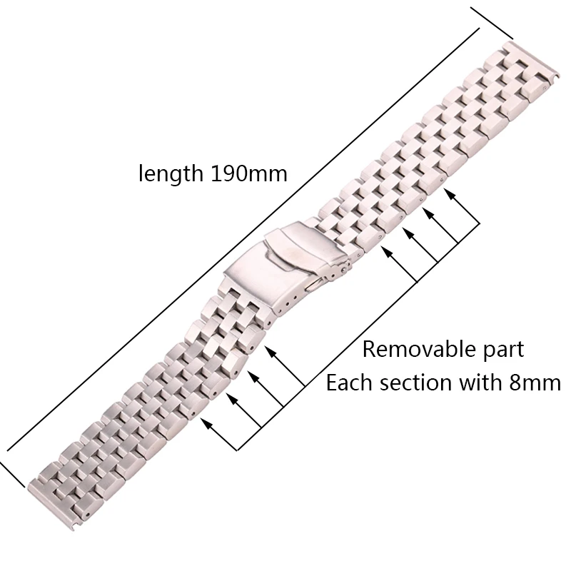 Solid Stainless Steel Watch Strap Bracelet 18mm 20mm 22mm 24mm Women Men Silver Brushed Metal Watchband Accessories
