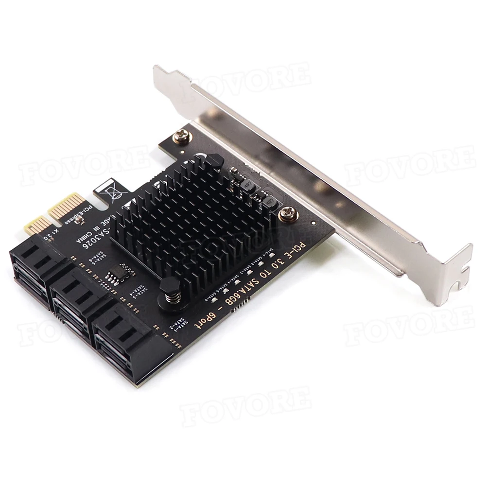 6 Ports SATA 3 III 3.0 Gbps SSD to PCIe Adapter PCI-e PCI Express x1 Controller Board Expansion Card Support x4 x6 x8 x16 | Компьютеры и