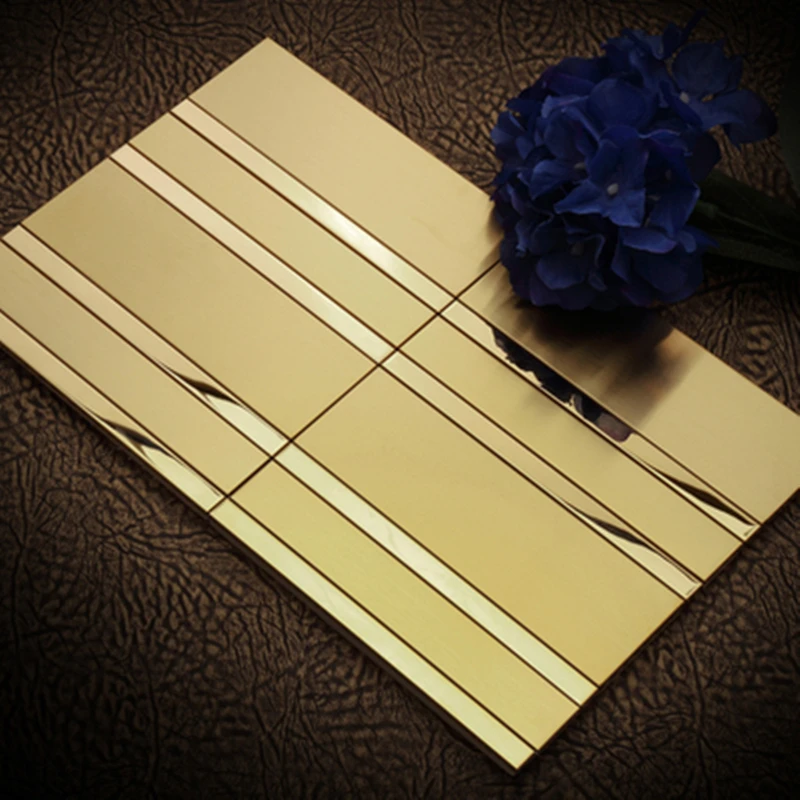 Золотая металлическая мозаичная плитка из нержавеющей стали задний фон для