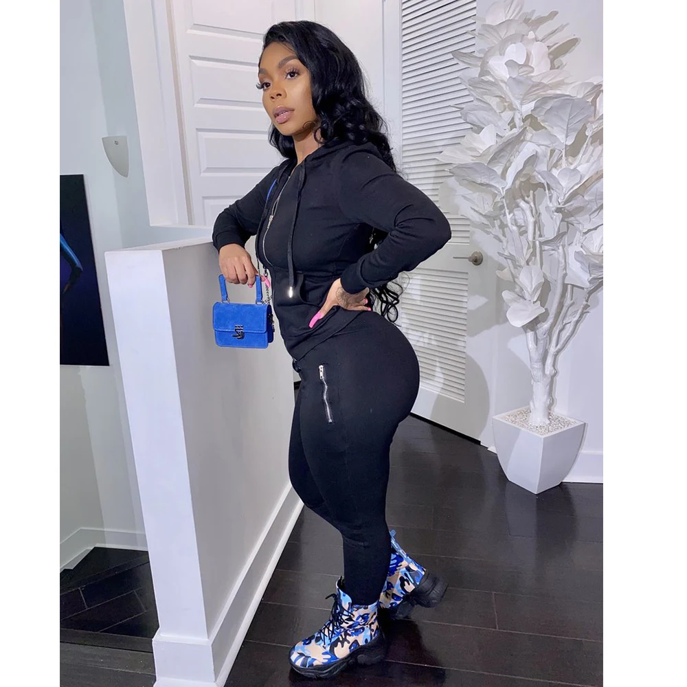 Комплект из 2 предметов Женский свитшот на молнии с капюшоном спортивные