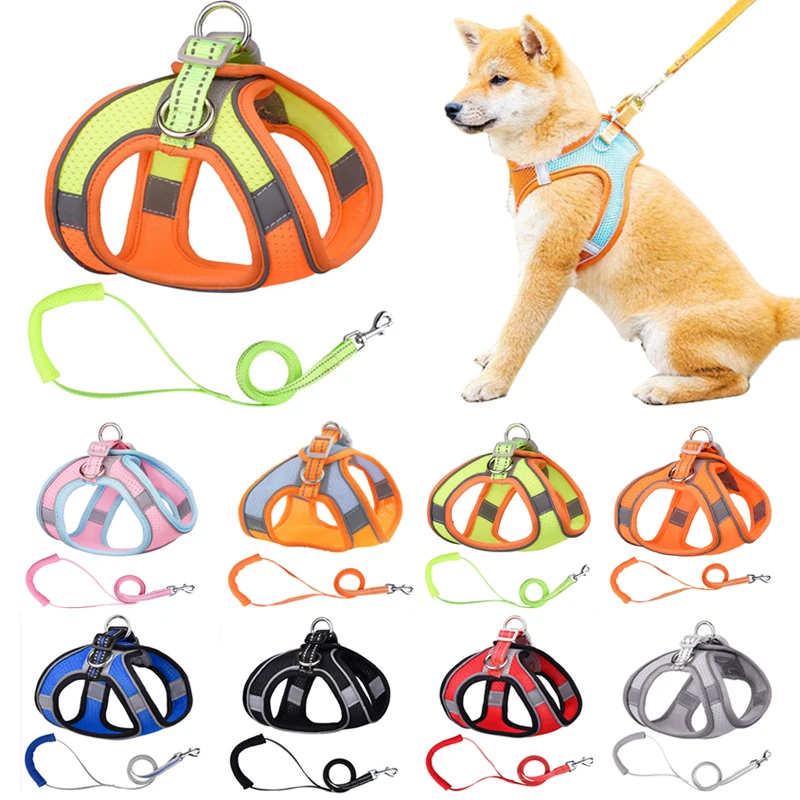 Светоотражающая Защитная шлейка для собак и поводок жилет маленьких средних