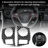 2pcs wheel button cover easy to install carbon fiber car interior steering wheel trim sticker for toyota corolla 2014 2018