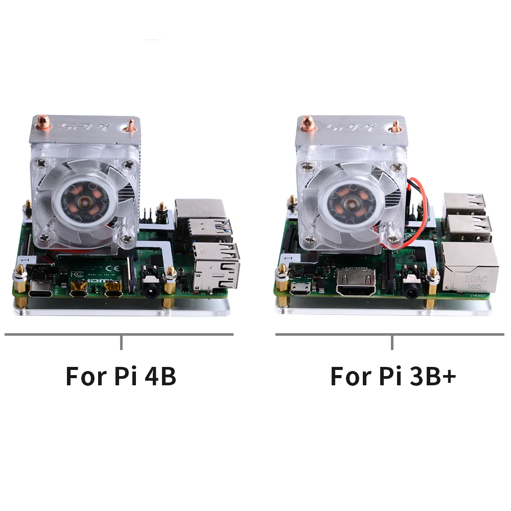 Raspberry Pi 4B / 3B + теплоотвод 52Pi охлаждающий вентилятор ICE Tower 40x40x10 V2.0 черный супер 7