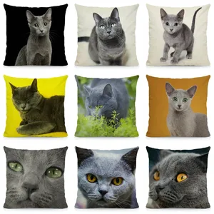 Декоративный чехол для подушки с изображением русской кошки, 45x45 см