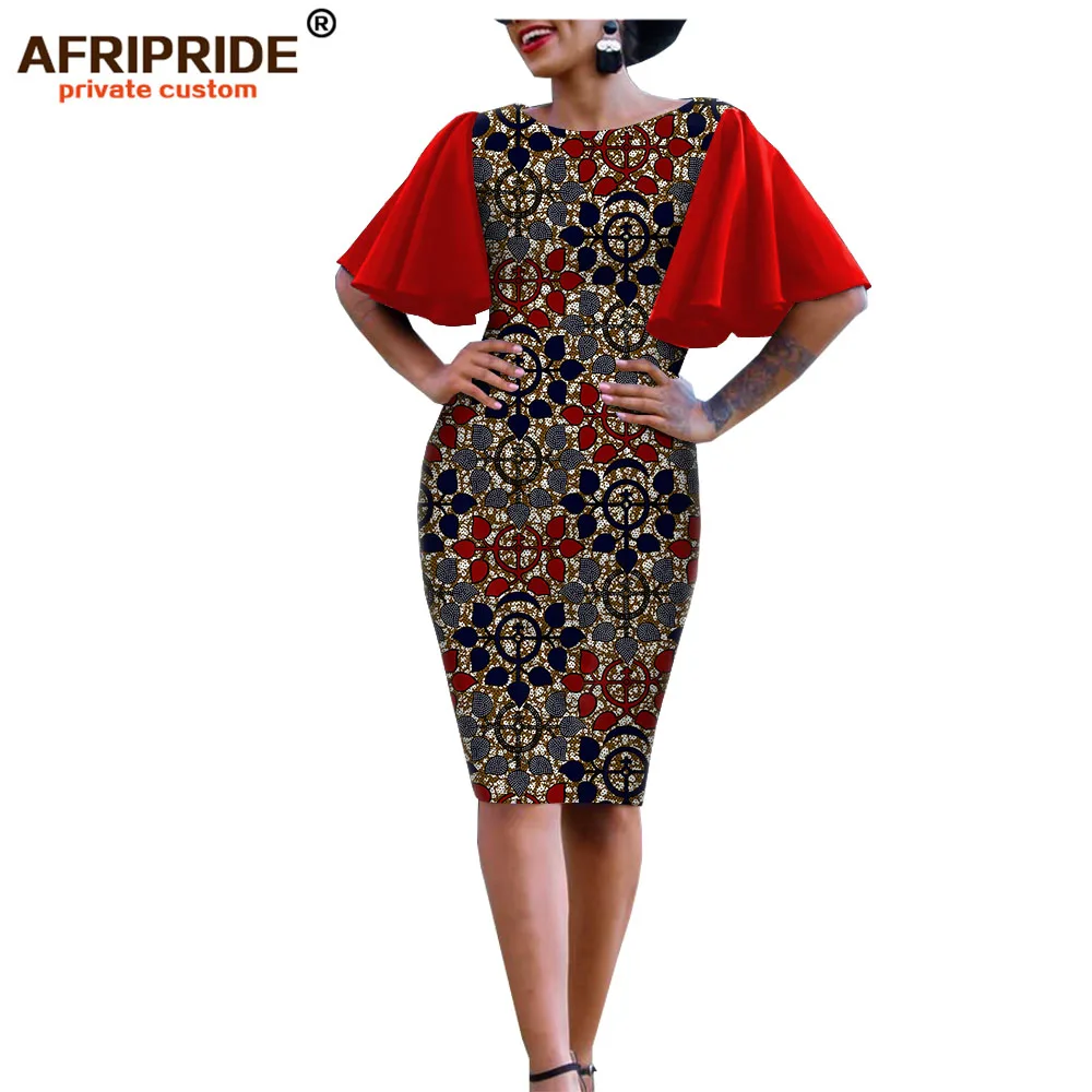 538-3 Африканские облегающие платья для женщин AFRIPRIDE bazin richi с короткими рукавами-бабочками Дашики восковое женское платье с принтом Анкара A1925007 - Цвет: 538-3