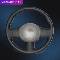 car braid on the steering wheel cover for nissan march sunny versa 2013 almera auto leather wheel covers interior car styling