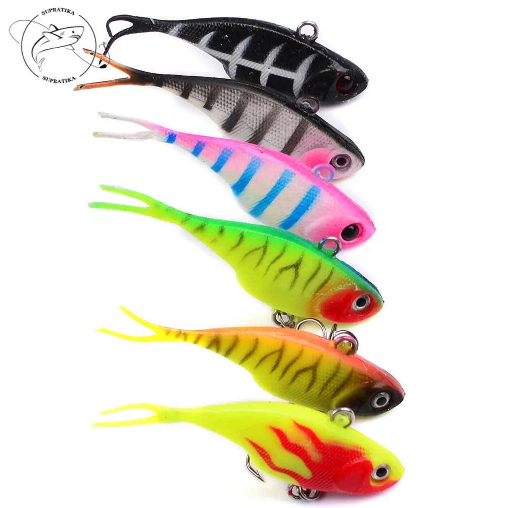 

6pcs/lot Artificial Trolling Fishing Lures Wobbler Baits With 6# Hook 68mm/9g VIB Crankbait Sinking Sea Fishing Jerkbait Pesca