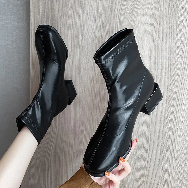 

Зимняя обувь, женские ботинки, однотонные кожаные зимние ботинки, женская обувь, теплая плюшевая обувь на танкетке, женские ботильоны, женск...