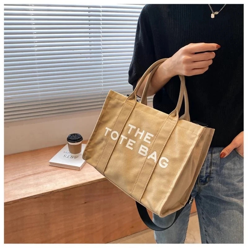 Large Capacity Canvas Tote Women Shoulder Bag Letter Printed Crossbody Bags for Women Casual Cloth Women Handbag Big Shopper Bag