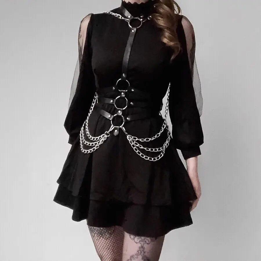 Женский кожаный ремень с цепочкой сексуальное женское белье пояс для чулок в