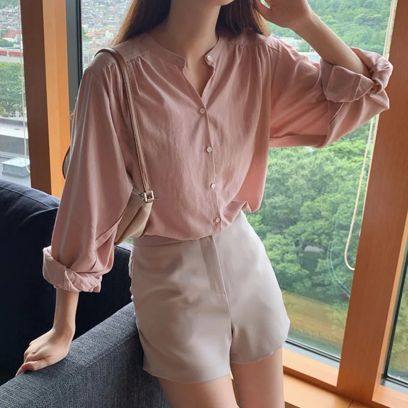 

Spring All-match Temperament Gentle Wind Girl Shirt Loose Lazy Long-sleeved Shirt