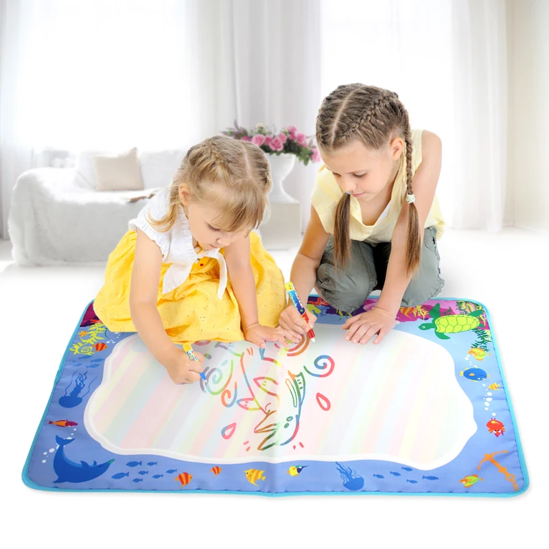 

74*49cm Water Doodle Mat & 2 Magic Pens Drawing Mat Children Coloring Painting Board Early Educational Toys Gift for Kids