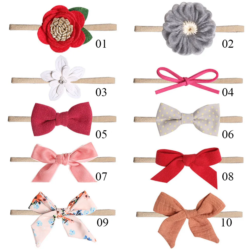 

1pc Multiple Styles 10 Colors Baby Bowknot Flower Headband Cloth Hair Band Headwear Cute Hair Accessories