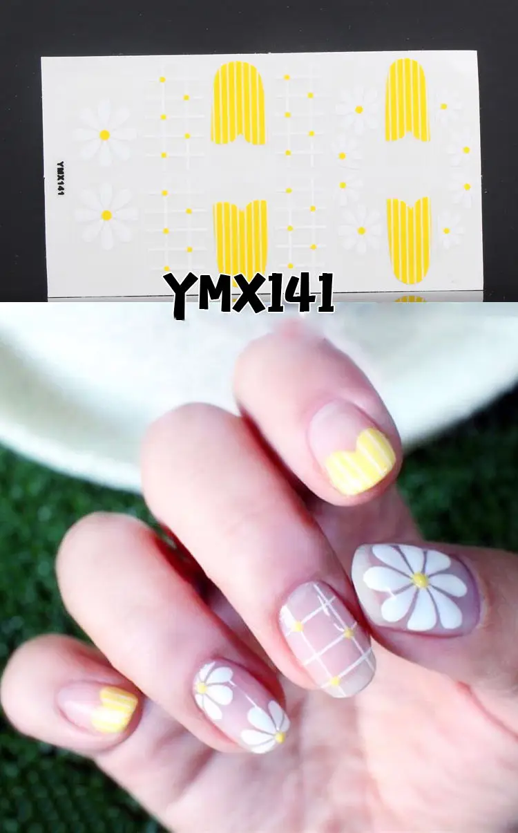 YMX-141 14 наконечников клей для накладных ногтей стикер DIY маникюр Снежинка Блестящий лак для ногтей с блестками полоски Обертывания Аксессуары - Цвет: YMX-141