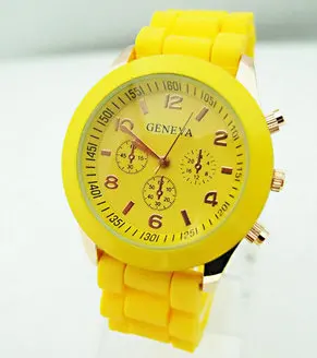 hot sales geneva brand silicone women watch ladies fashion dress quartz wristwatch female watch gv008 free global shipping