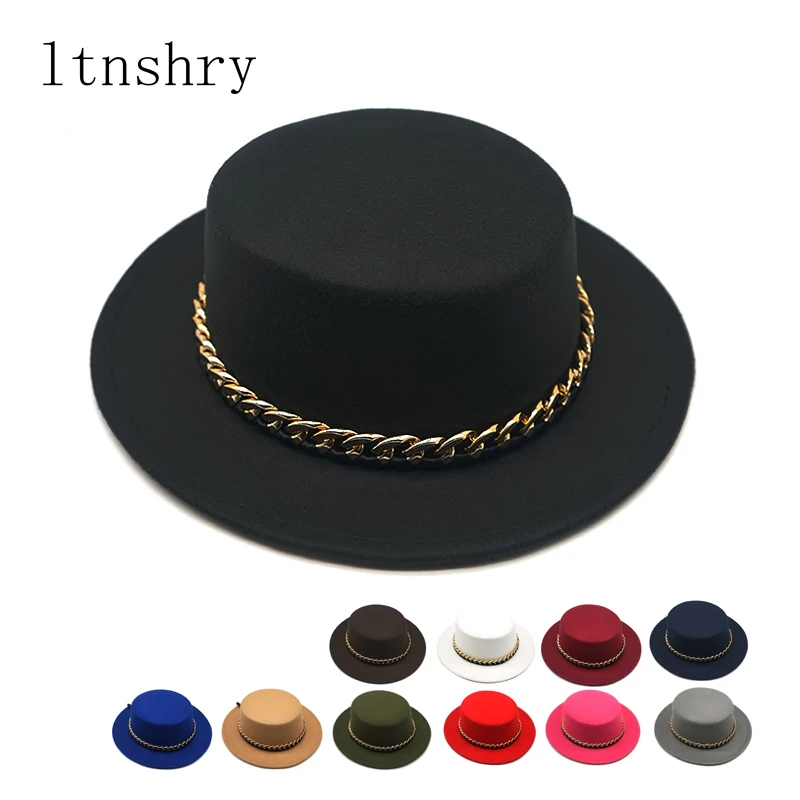 2021 Winter Autumn Imitation Woolen Women Men Ladies Fedoras Top Hat Jazz Caps European American Round Caps Flat top Hats