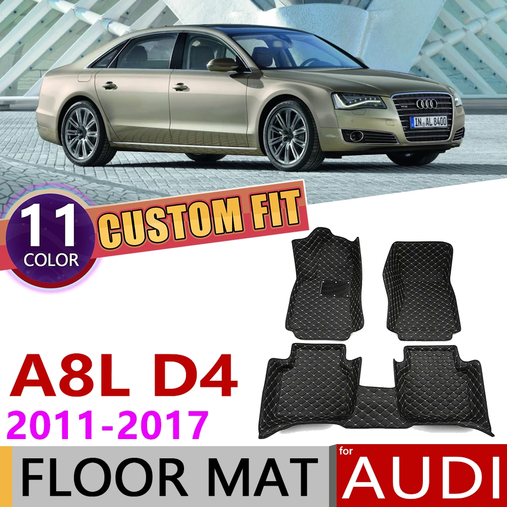 Изготовленный На Заказ автомобильный кожаный коврик для Audi A8L A8 L D4 4H 2011 ~ 2017 4 мест