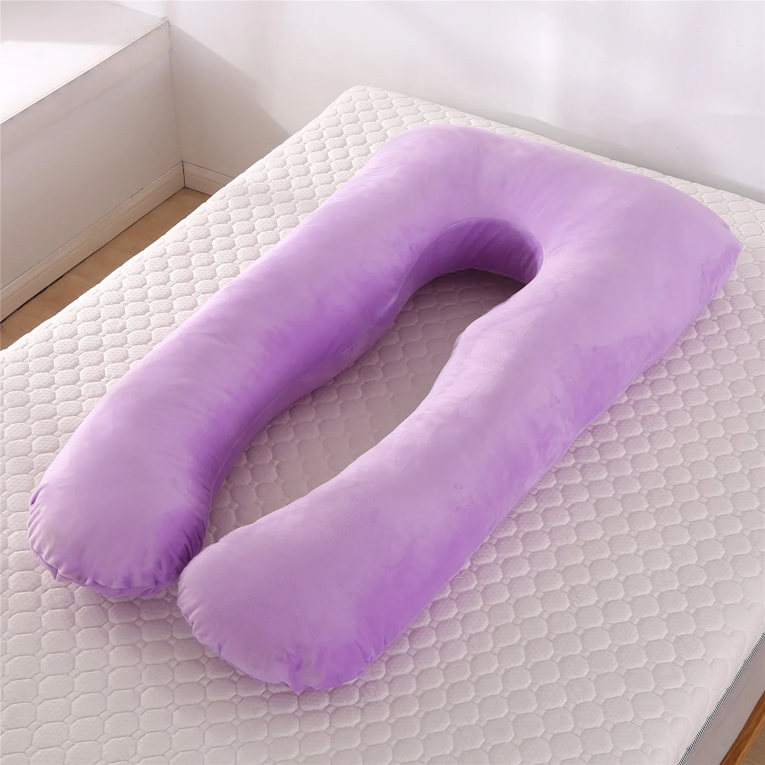 Plush Purple Прямая поставка, подушка для сна для беременных женщин, плюшевая наволочка, u-образная Подушка для беременных - Цвет: Plush Purple