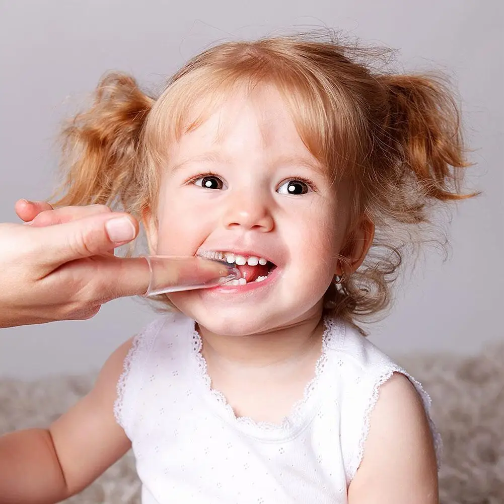 

1 Set Soft Baby Finger Toothbrush And Box Silicone Children Tooth Baby Teeth Infant Brush Silicone Clean Soft Brush Teeth F1V8