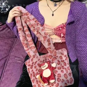 Леопардовая сумка в горошек, зимняя женская теплая меховая сумка, плюшевые сумки, новые модные сумки на плечо для женщин, 2020 сумка