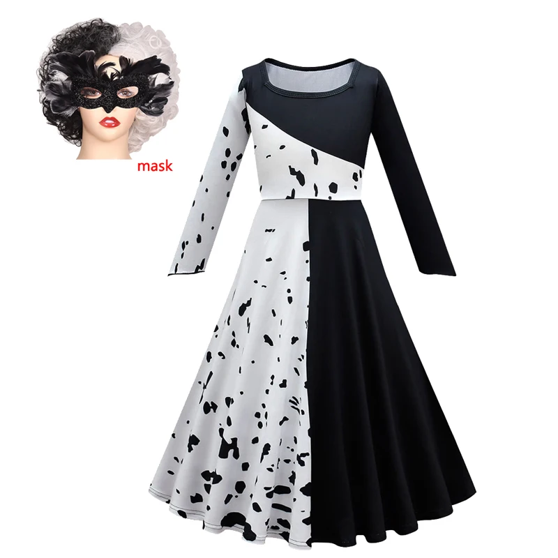 Костюм Cruella для косплея De Vil платье Deville женский наряд девочек Детский костюм на