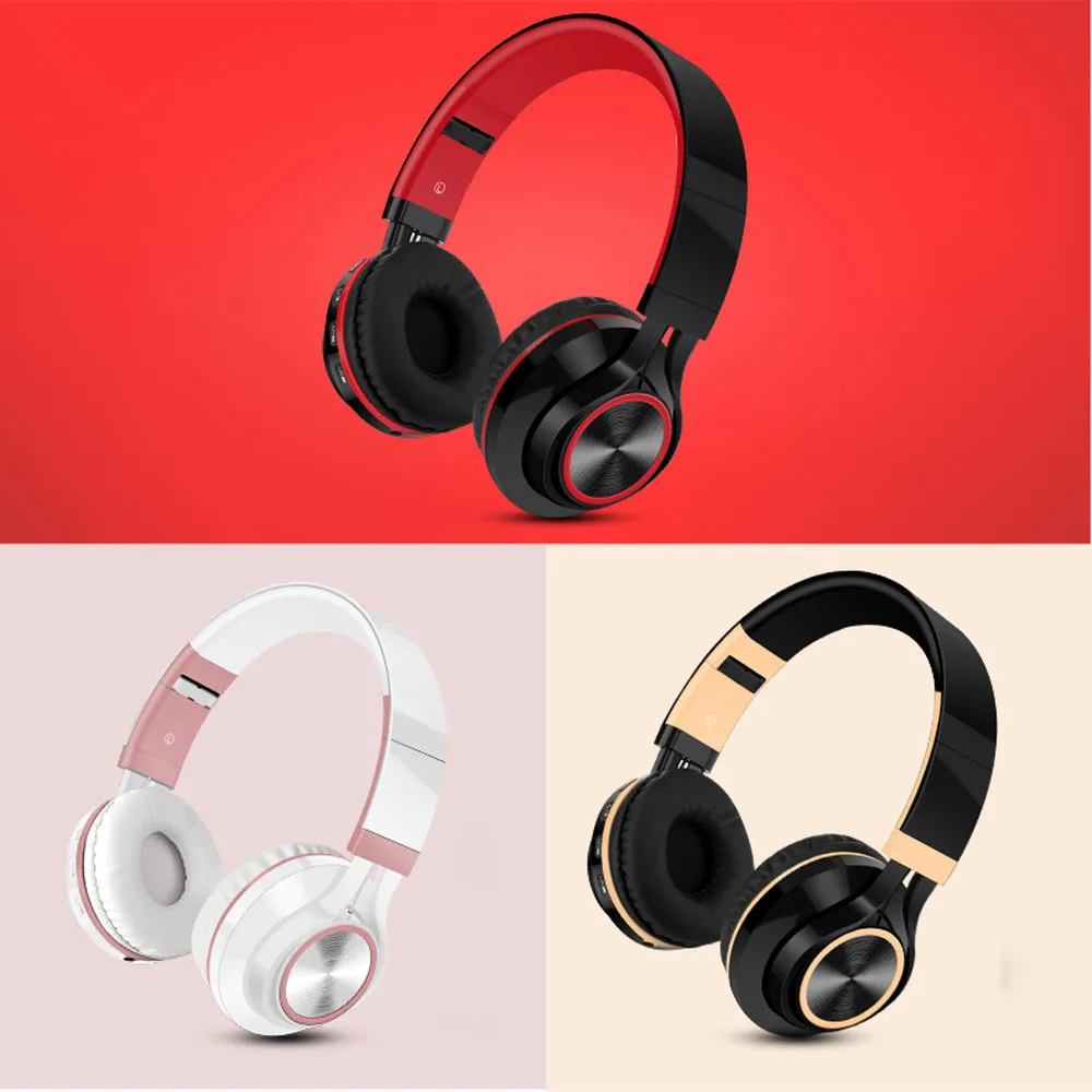 Беспроводные Bluetooth Складные Наушники Hi-Fi стерео гарнитура с микрофоном SD/TF карты 4