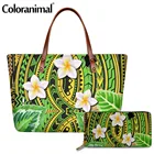 Модные женские сумки и кошельки Coloranimal 2 шт.компл., Симпатичные женские сумки на плечо с Полинезийским цветочным принтом 2020