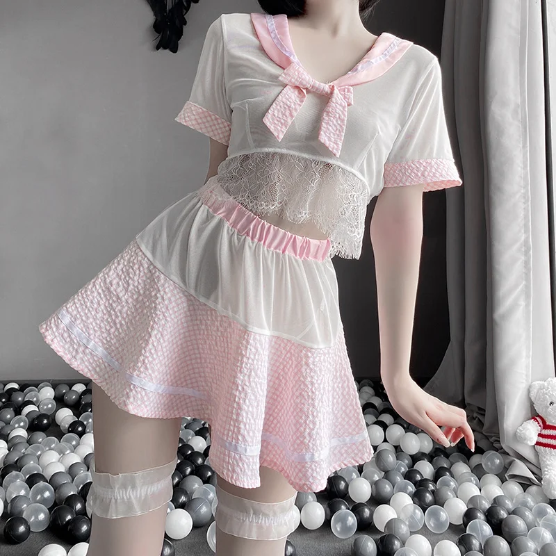 Милая плиссированная школьная форма с бантом юбка эластичной талией матросский