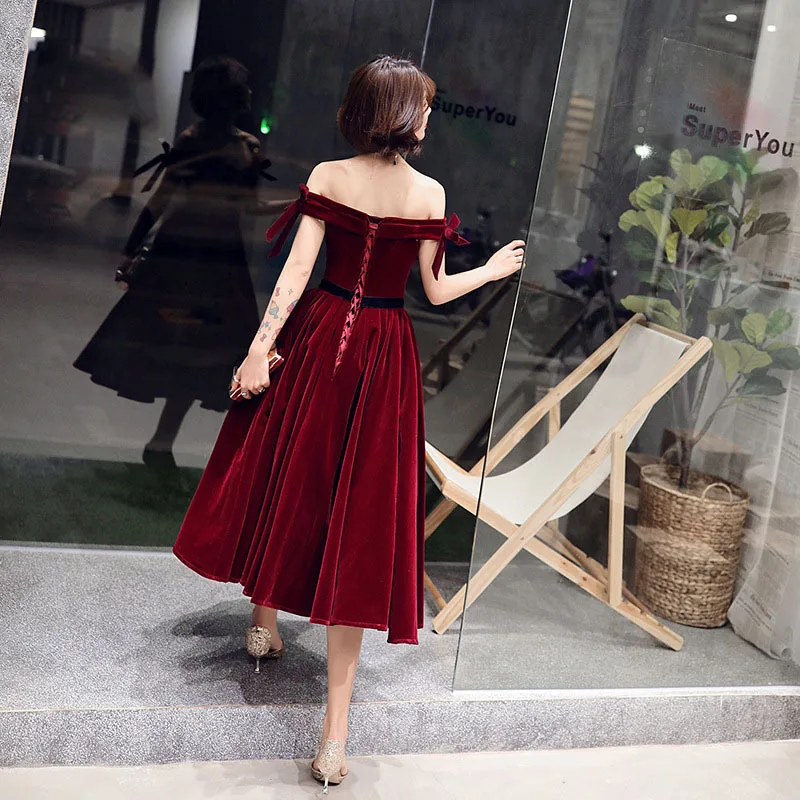 2021 женские винно красного цвета Элегантное коктейльное с вырезом лодочка платья