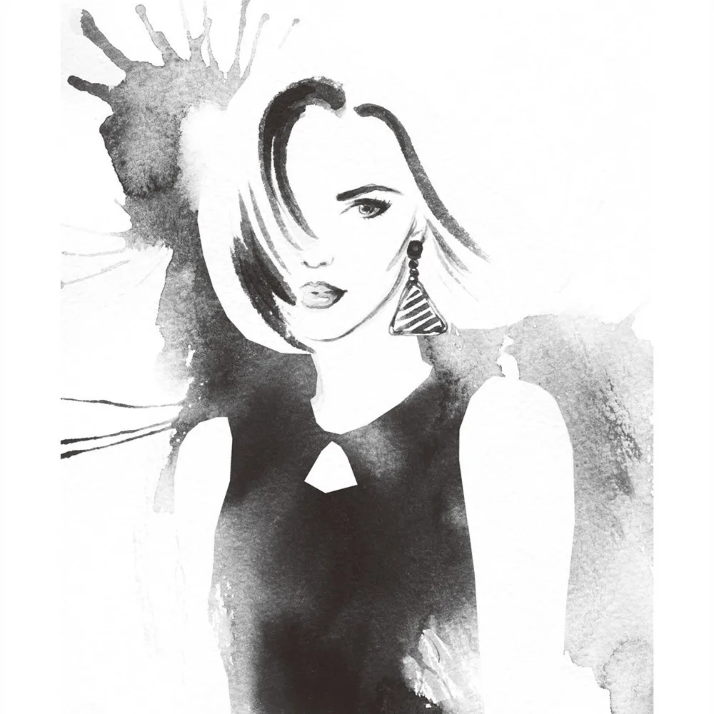 

Hand-painted Black and White Figure Wall Arts English Combination Hanging Painting Core Bedroom Decoration Poster Printing