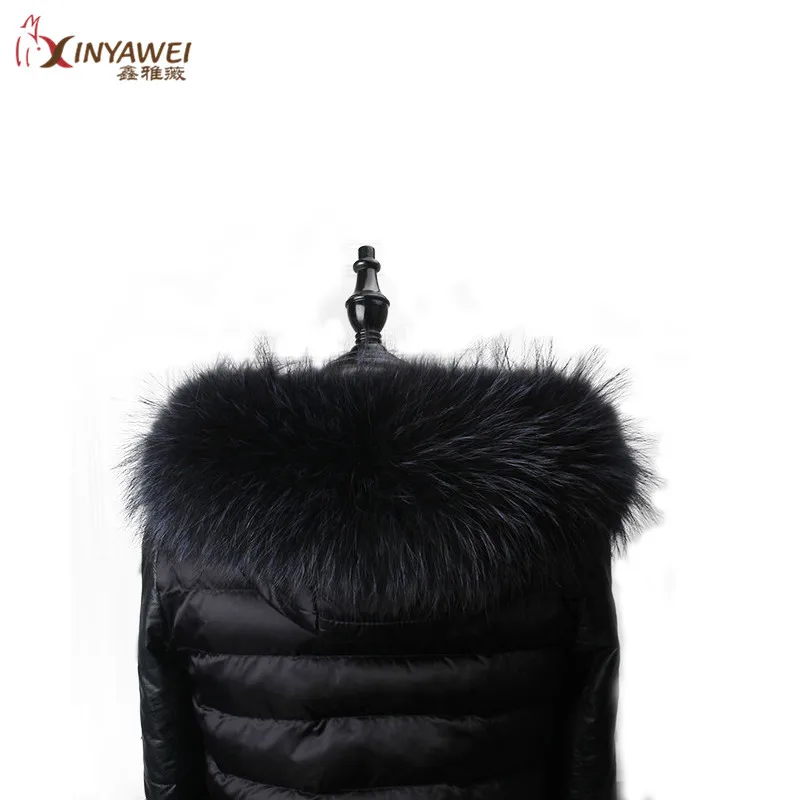 

100% Real Fur Collar For Parkas Coats Luxury Warm Natural Raccoon Scarf Women Large Fur Scarves Men Jackets 70cm 75cm 80cm.