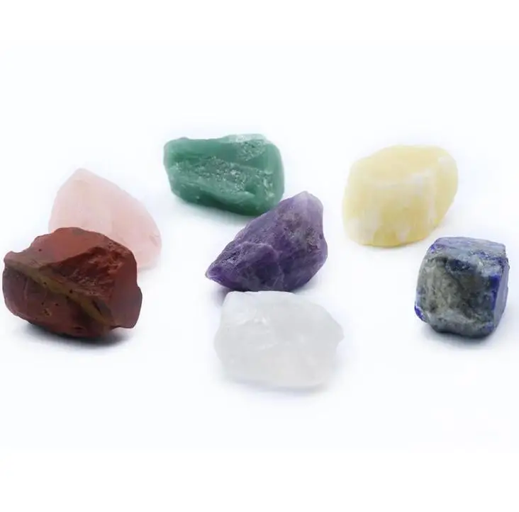 

Natural crystal semi-precious agate raw ore seven chakra energy healing stone set pendant manufacturers direct