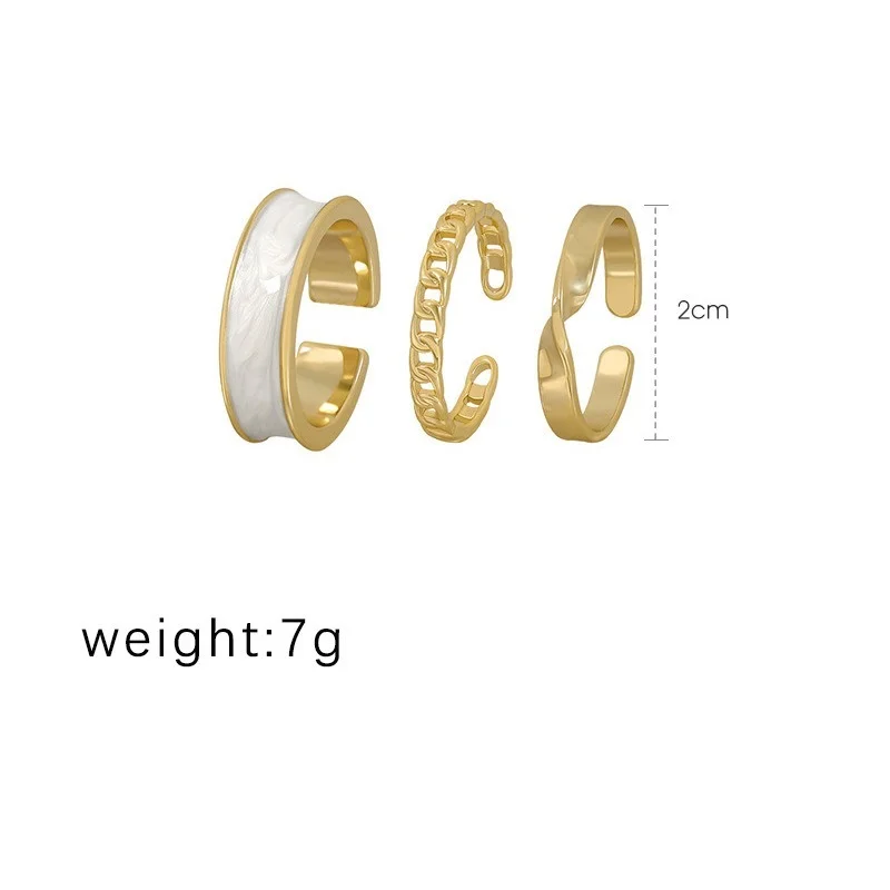 

3 Pieces / Set Fashionable Geometric Simple Lady Ring Personality Cold Wind Index Finger Ring Opening Adjustable Ring Jewelry