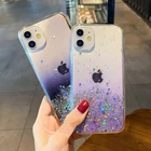Прозрачный блестящий чехол для телефона iPhone 12 Pro Mini 11 Pro Max XS Max XR X 7 8 Plus SE 2020 градиентные Радужные Блестки мягкий чехол из ТПУ