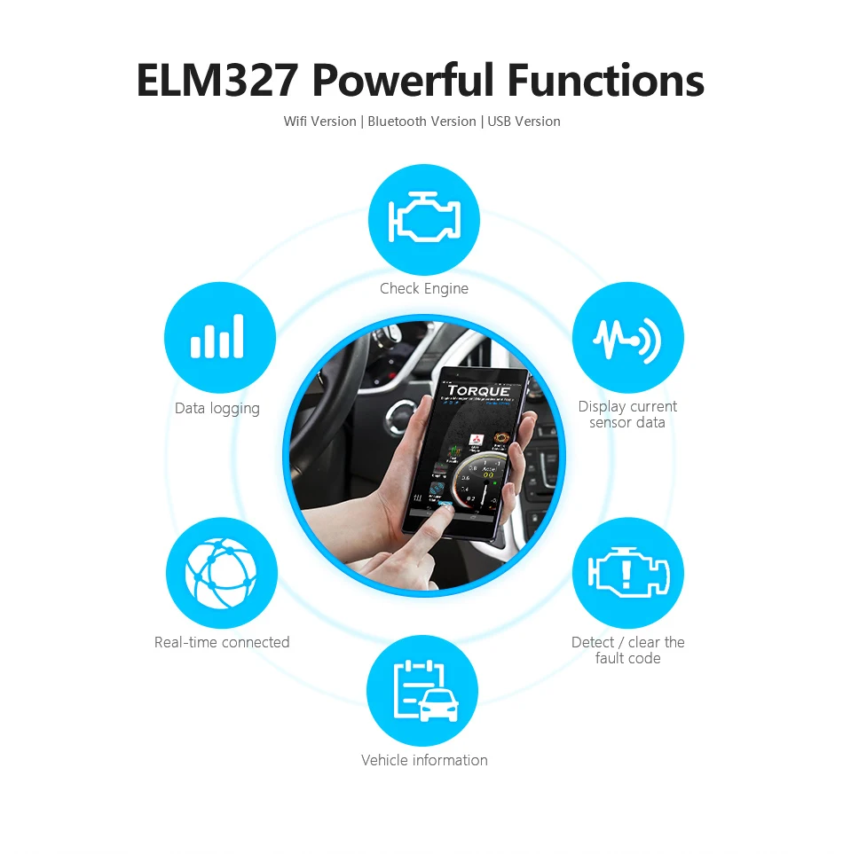 

OBD2 ELM327 V1.5 Bluetooth OBDII Code Reader Support Multi-Brand Car OBD 2 ELM 327 Bluetooth V1.5/1.5 PIC18F25K80 For Android/PC