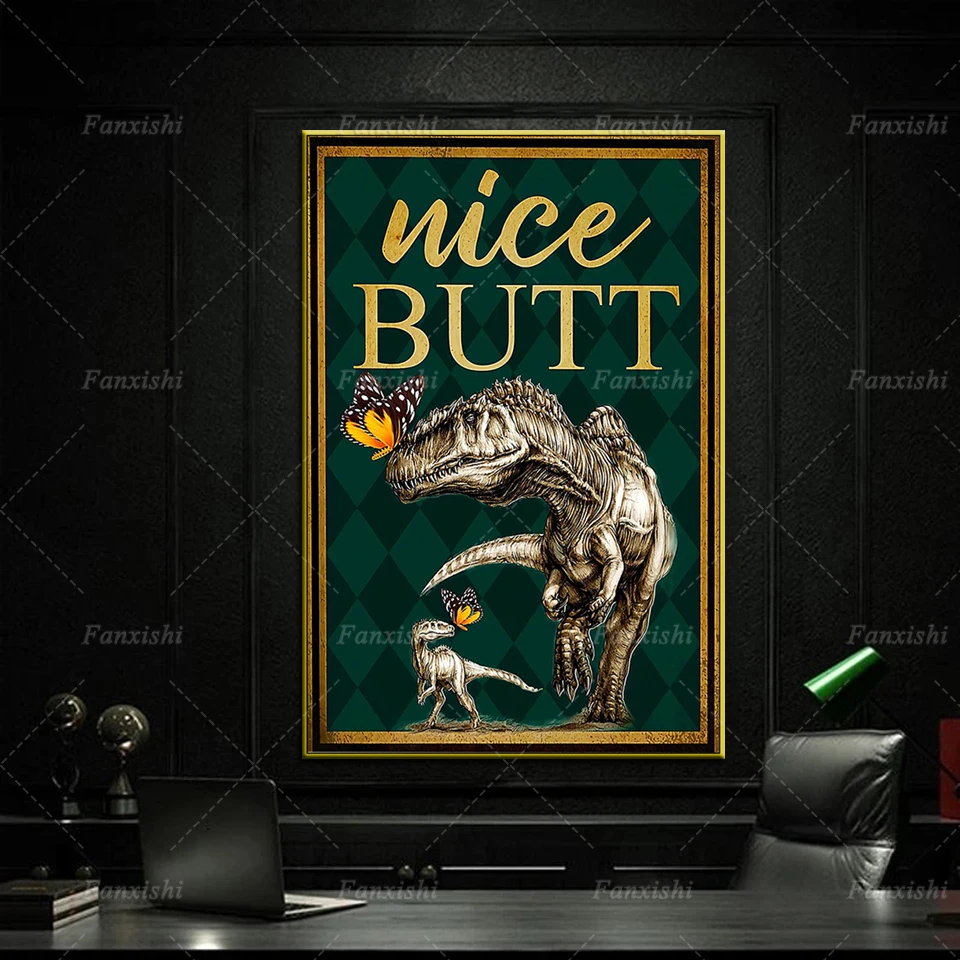 

Nice Butt Dinosaur Retro Painting Poster Modern Prints Art Canvas Modular Wall Pictures Dinosaur Bathroom Decor Cuadros